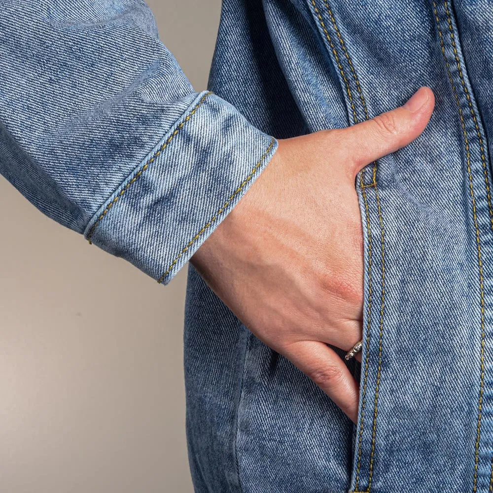 Lady in Waiting for Him to Call Oversized Women's DTG Denim Jacket