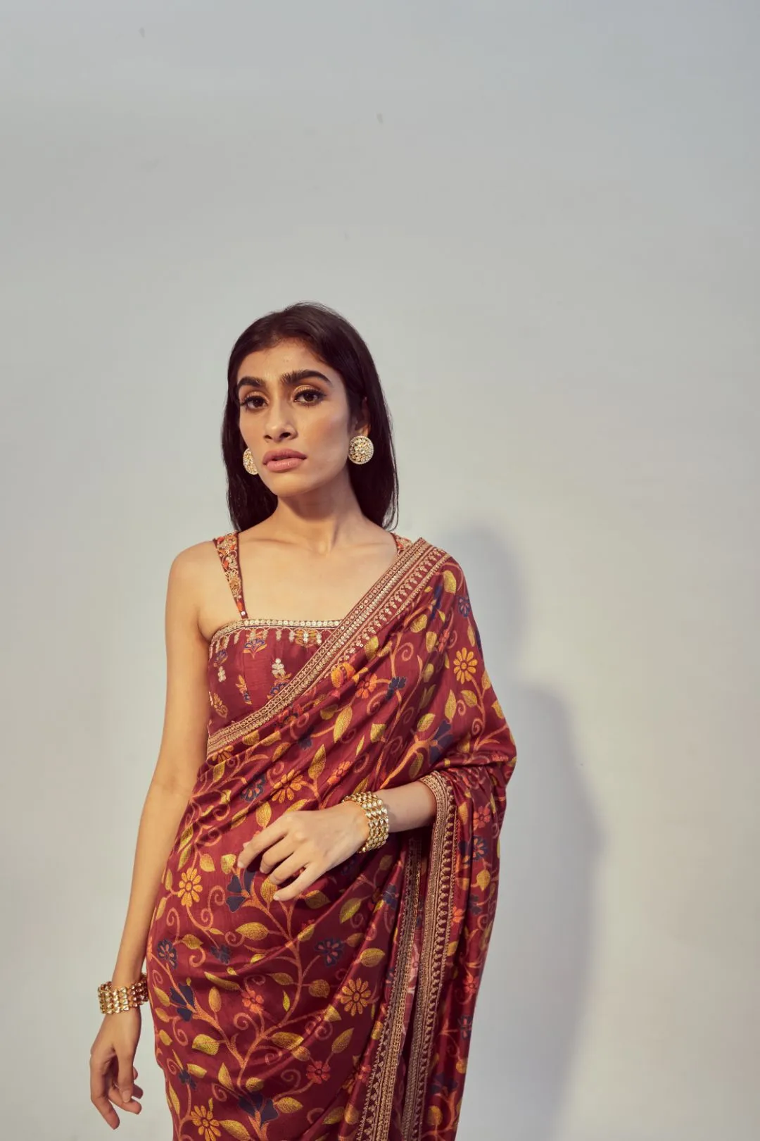 Maroon Saree Set
