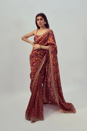 Maroon Saree Set