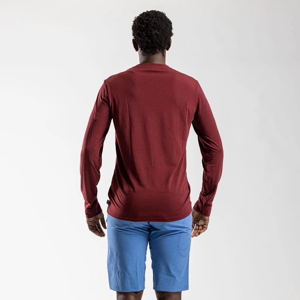 Men's Long Sleeve Merino T Shirt (Bloodstone)