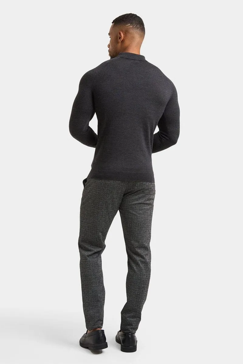 Merino Wool Polo Shirt in Forest Marl