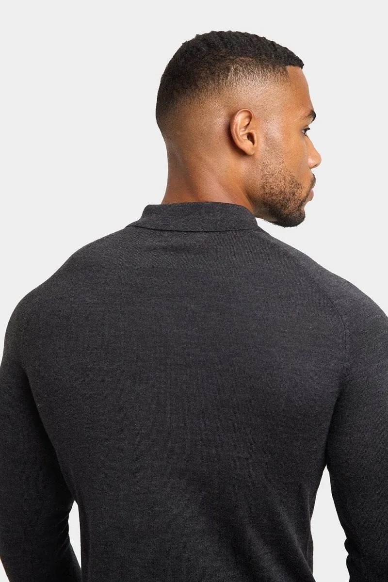 Merino Wool Polo Shirt in Forest Marl