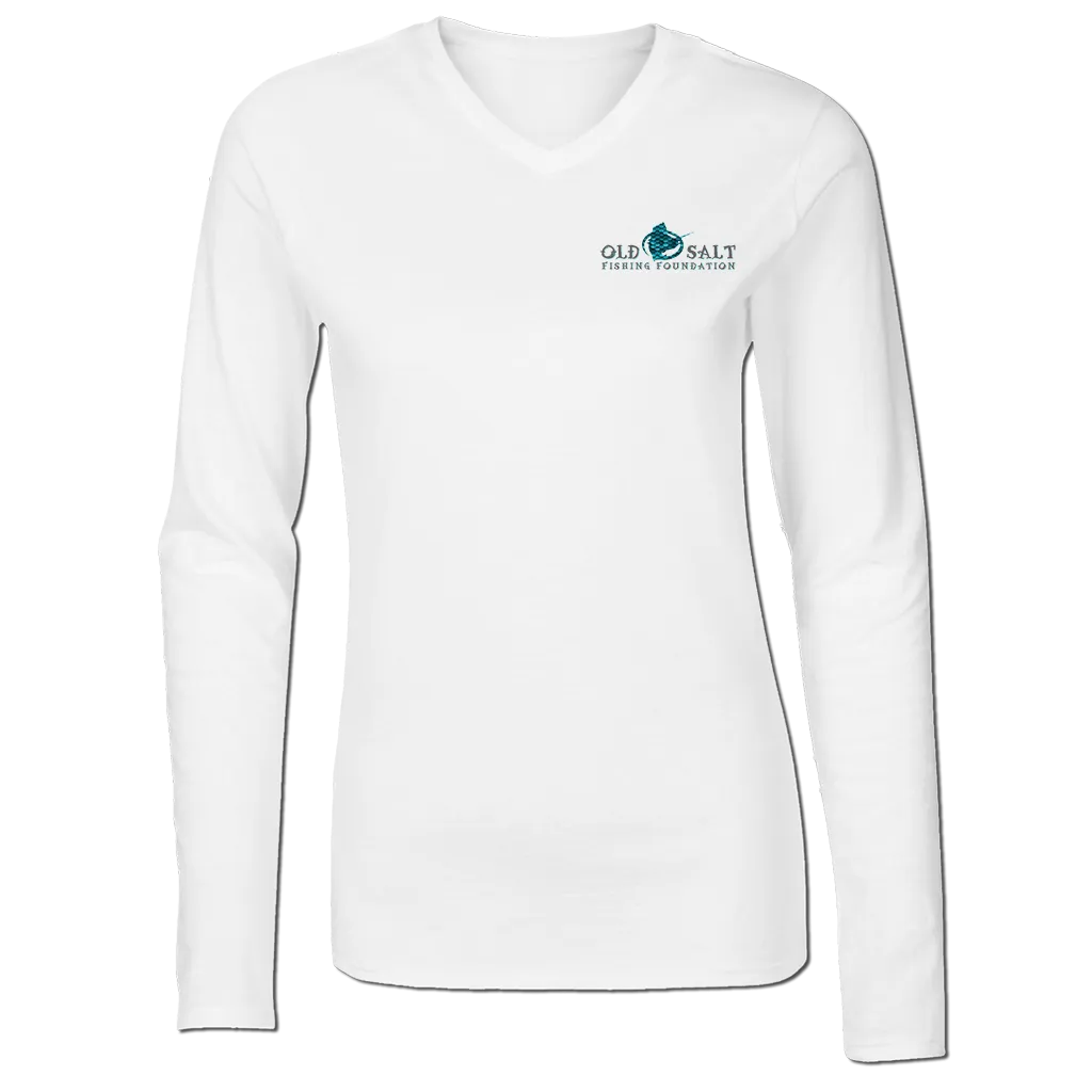 Mermaid Kisses - Ladies V-neck Performance Fishing Tee - Long Sleeve