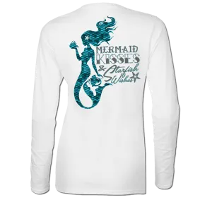 Mermaid Kisses - Ladies V-neck Performance Fishing Tee - Long Sleeve