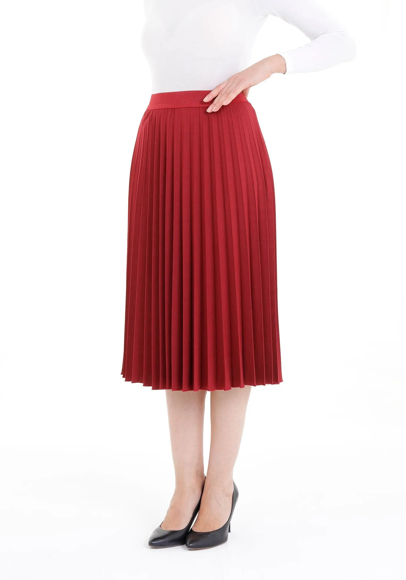 Midi Thin Pleated Below The Knee Skirt