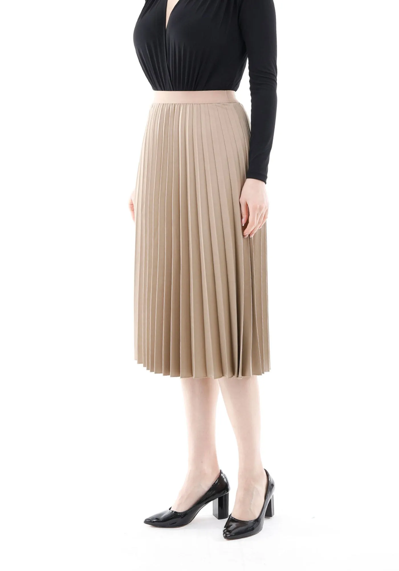 Midi Thin Pleated Below The Knee Skirt