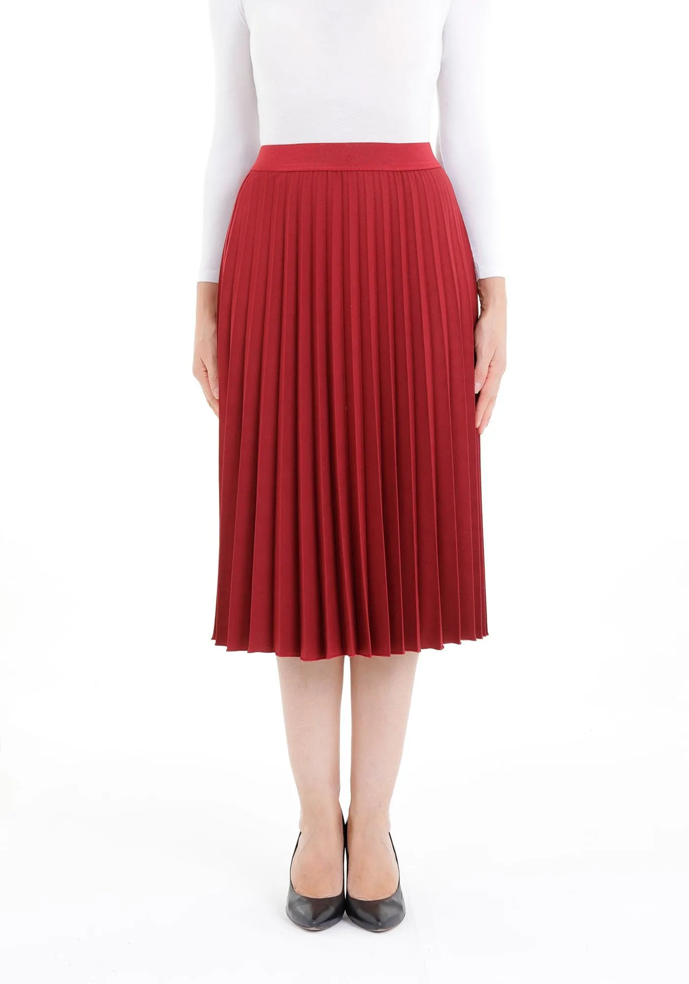 Midi Thin Pleated Below The Knee Skirt