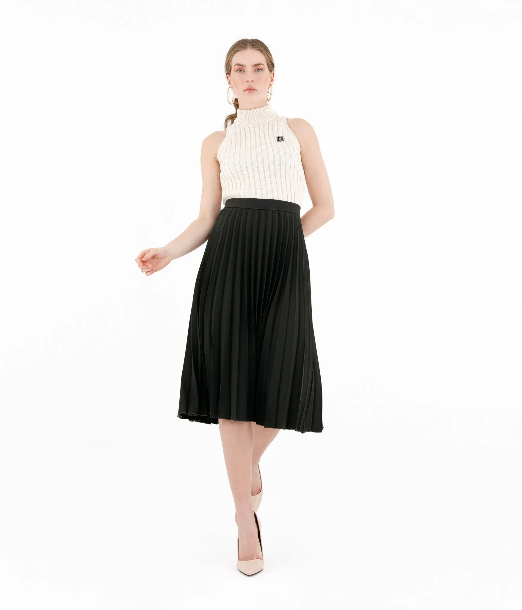Midi Thin Pleated Below The Knee Skirt