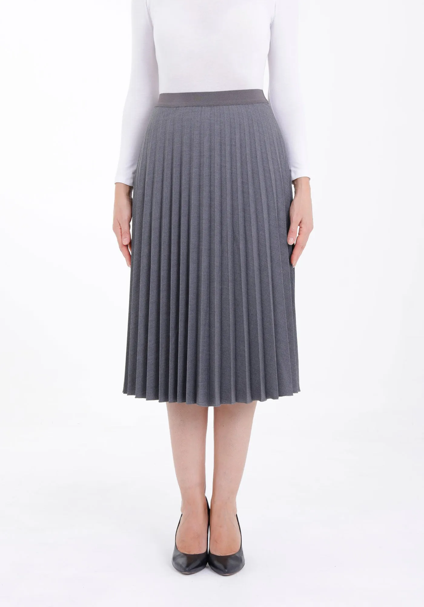 Midi Thin Pleated Below The Knee Skirt