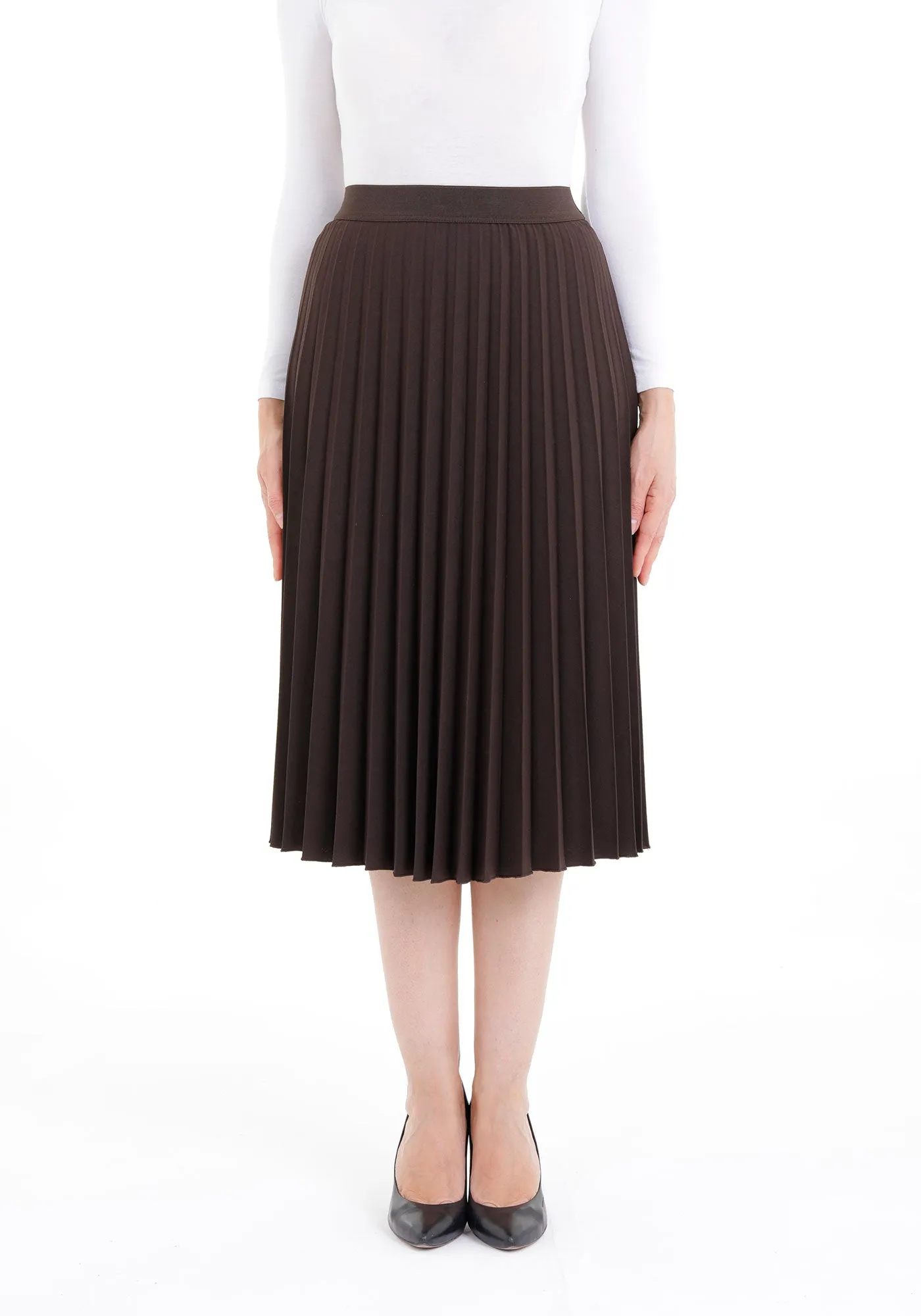 Midi Thin Pleated Below The Knee Skirt