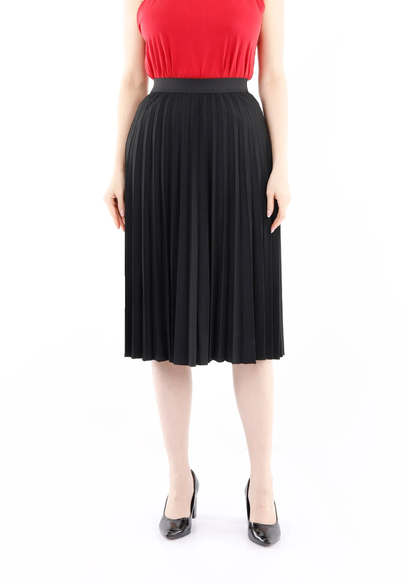 Midi Thin Pleated Below The Knee Skirt