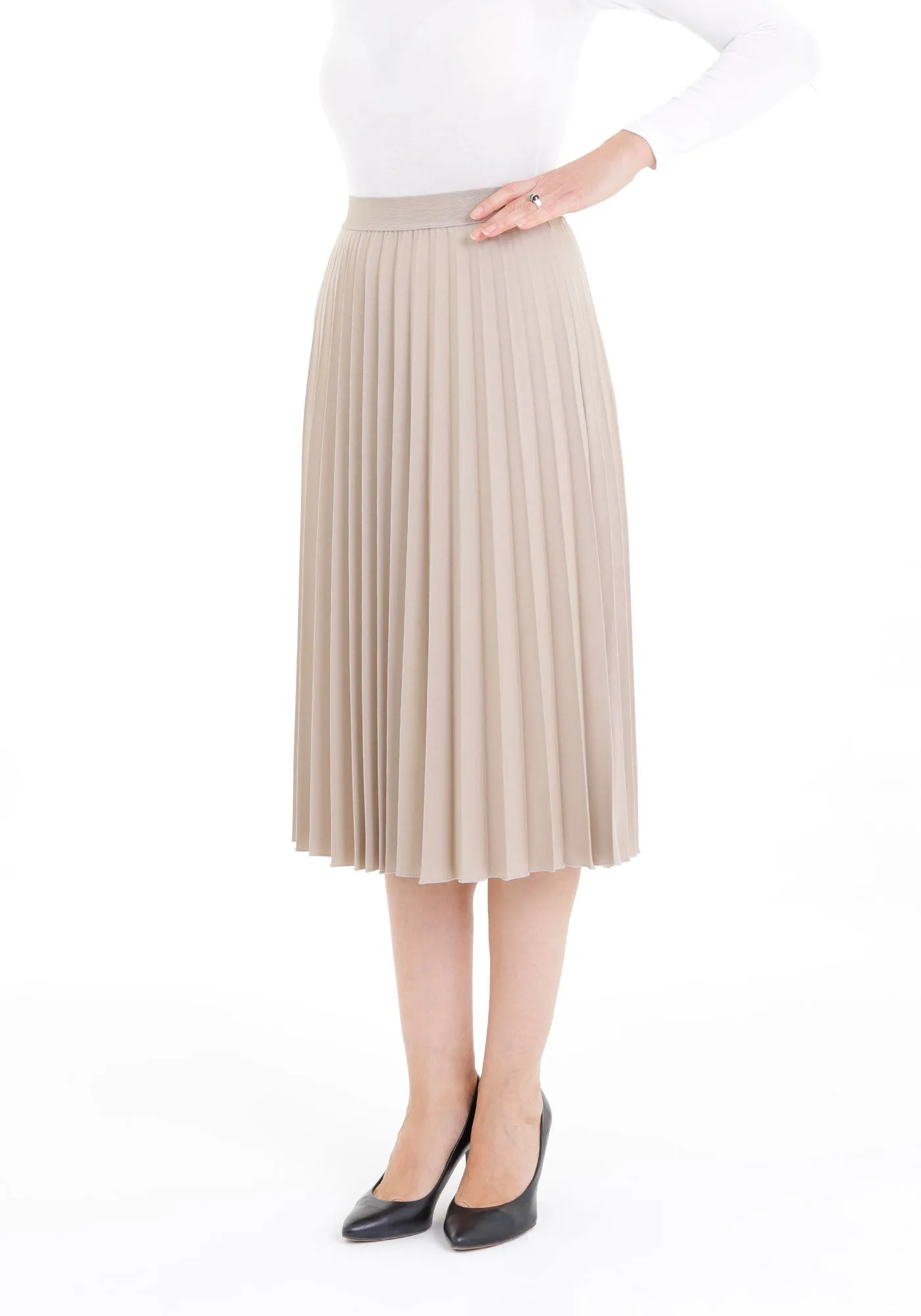 Midi Thin Pleated Below The Knee Skirt