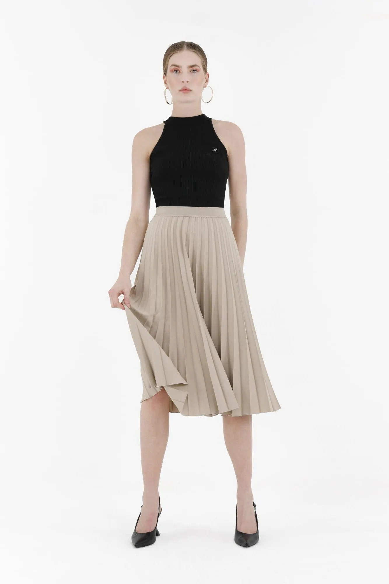 Midi Thin Pleated Below The Knee Skirt