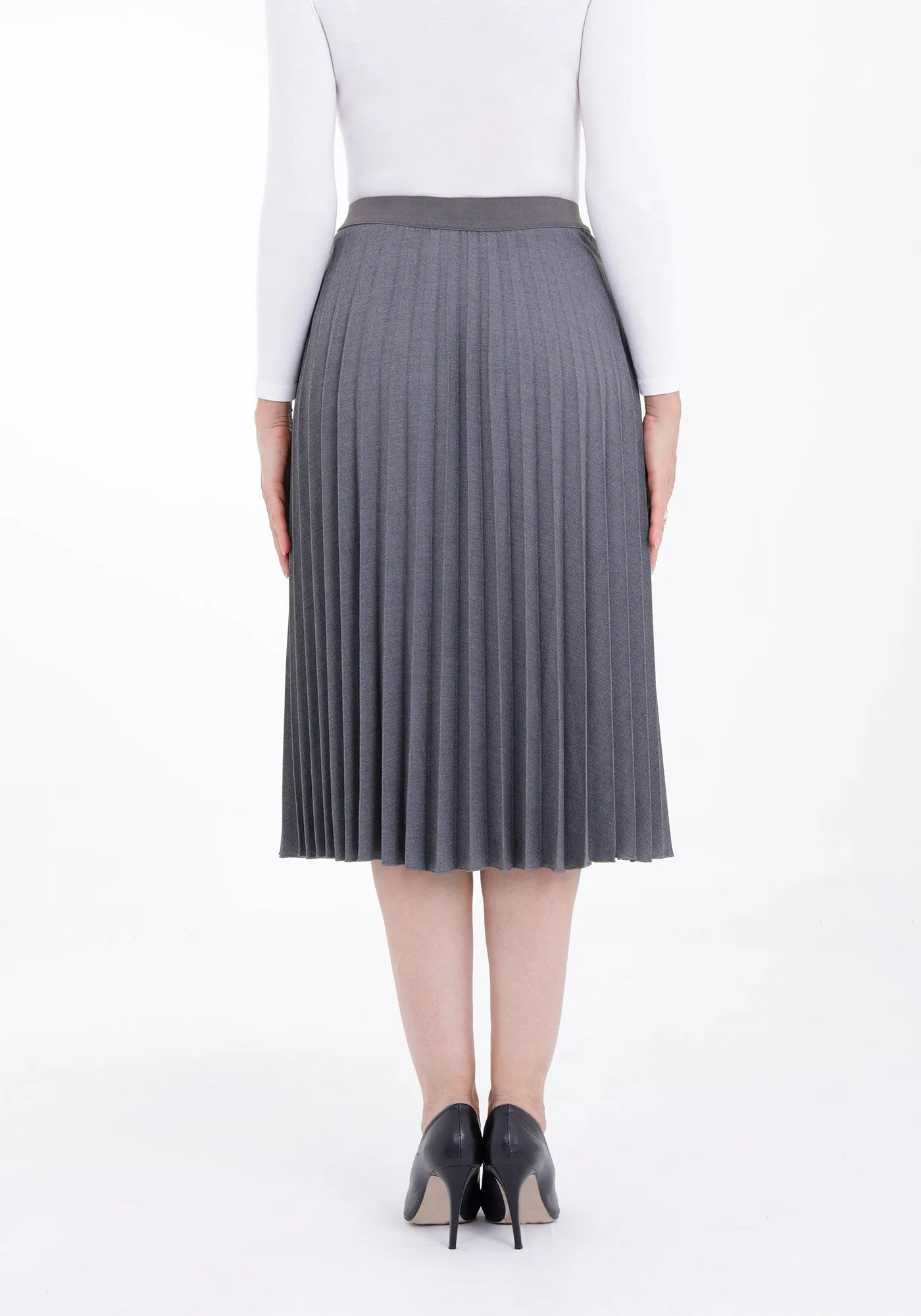 Midi Thin Pleated Below The Knee Skirt