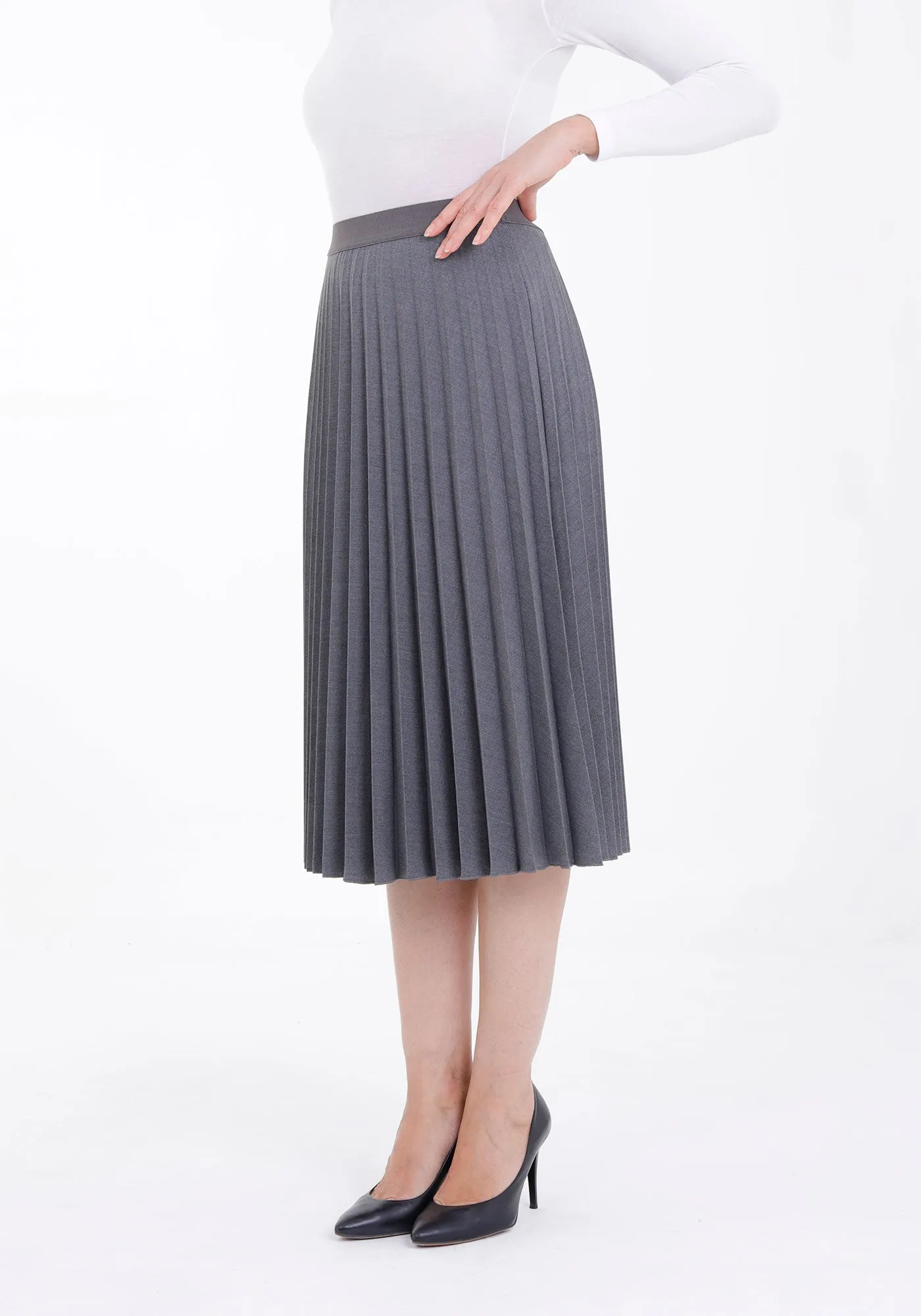 Midi Thin Pleated Below The Knee Skirt