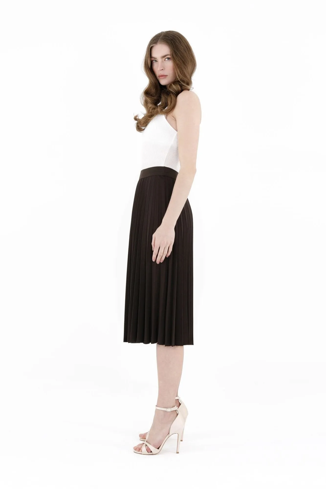 Midi Thin Pleated Below The Knee Skirt