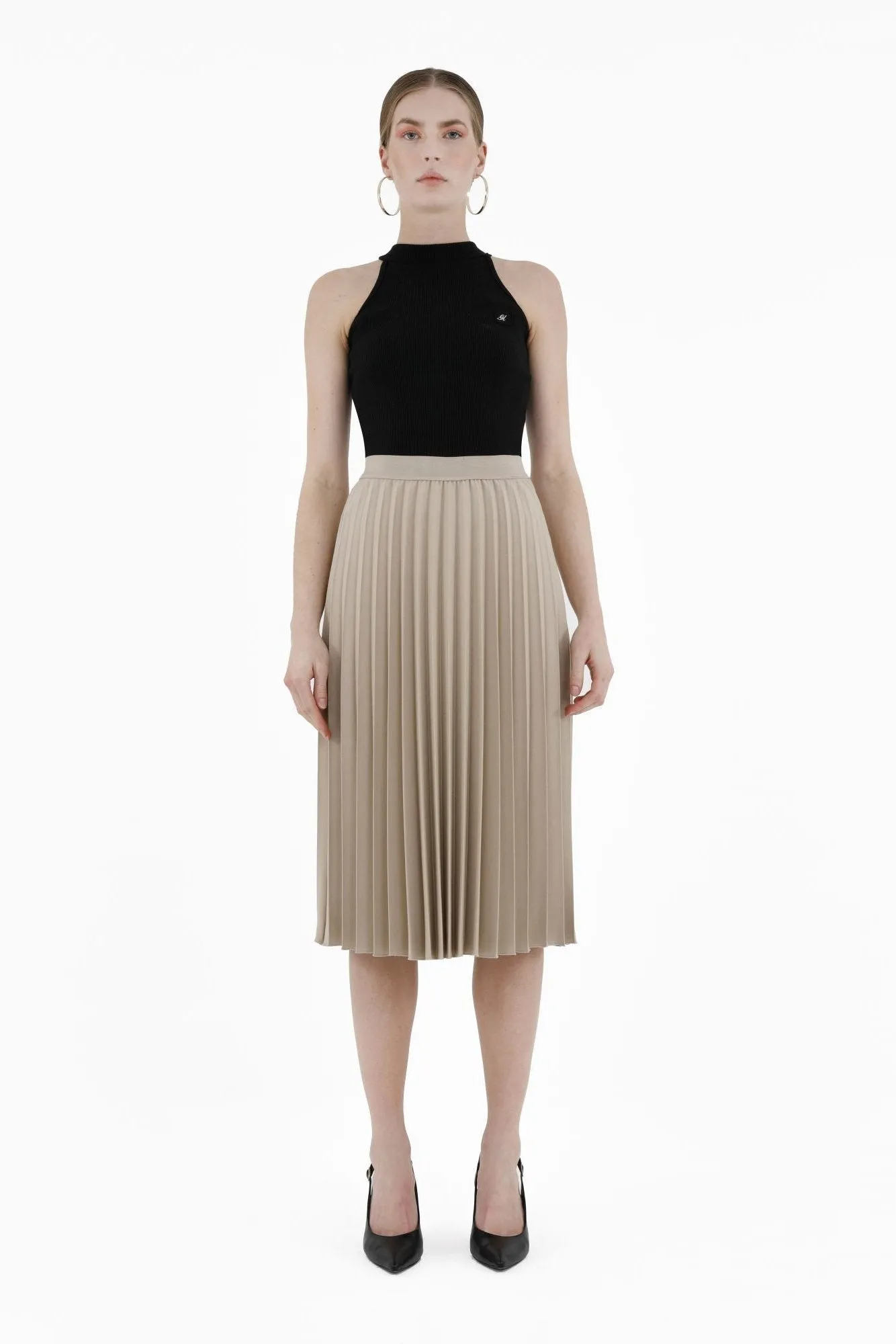 Midi Thin Pleated Below The Knee Skirt