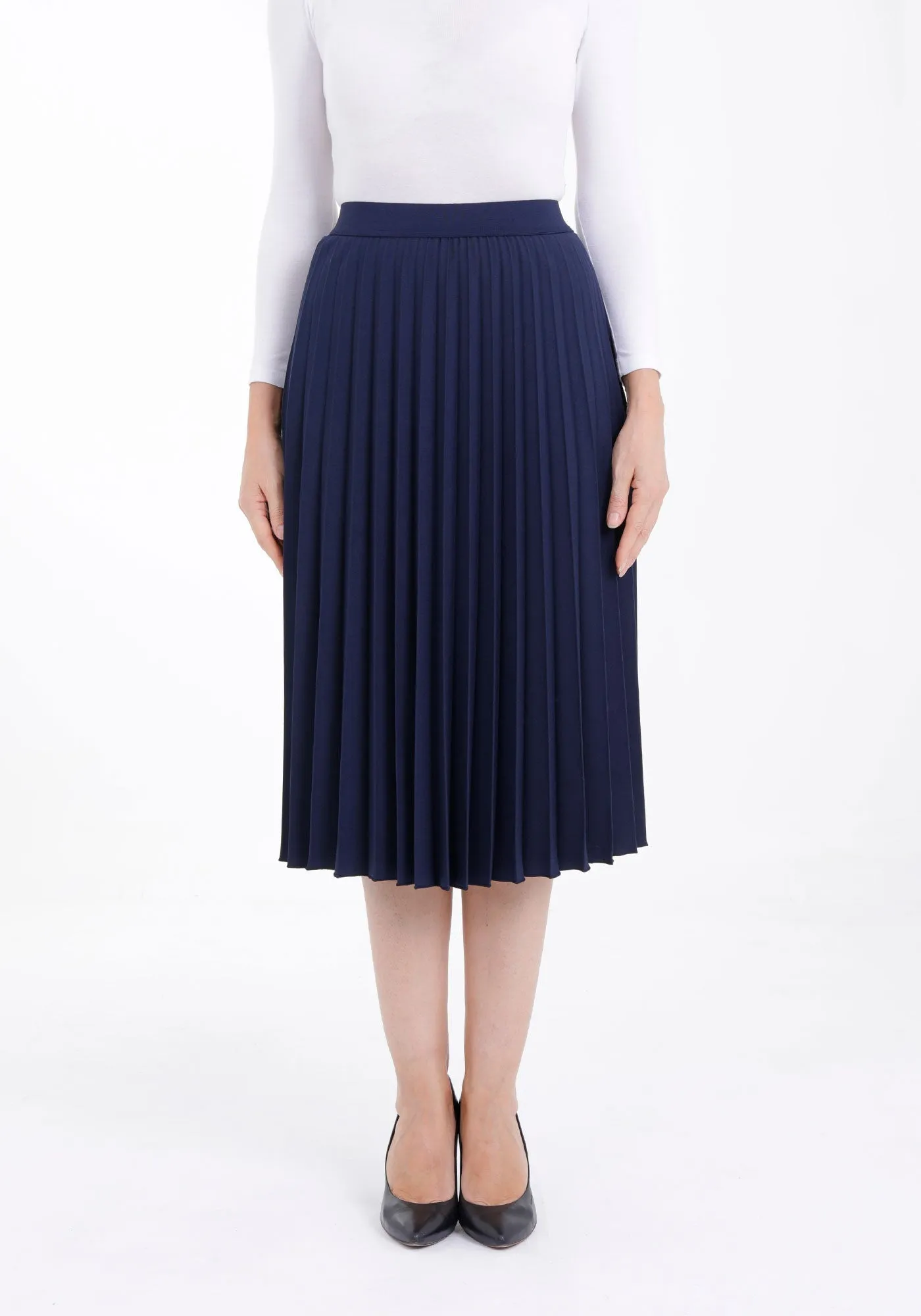 Midi Thin Pleated Below The Knee Skirt
