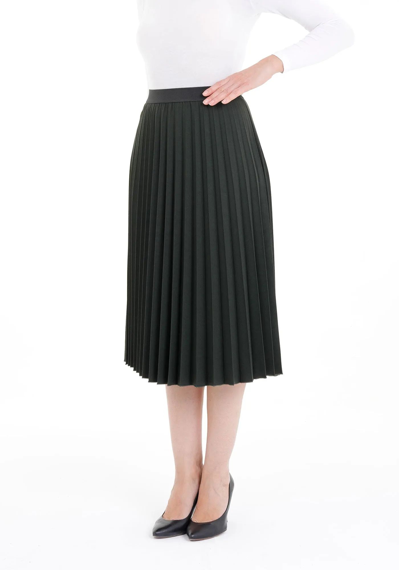Midi Thin Pleated Below The Knee Skirt