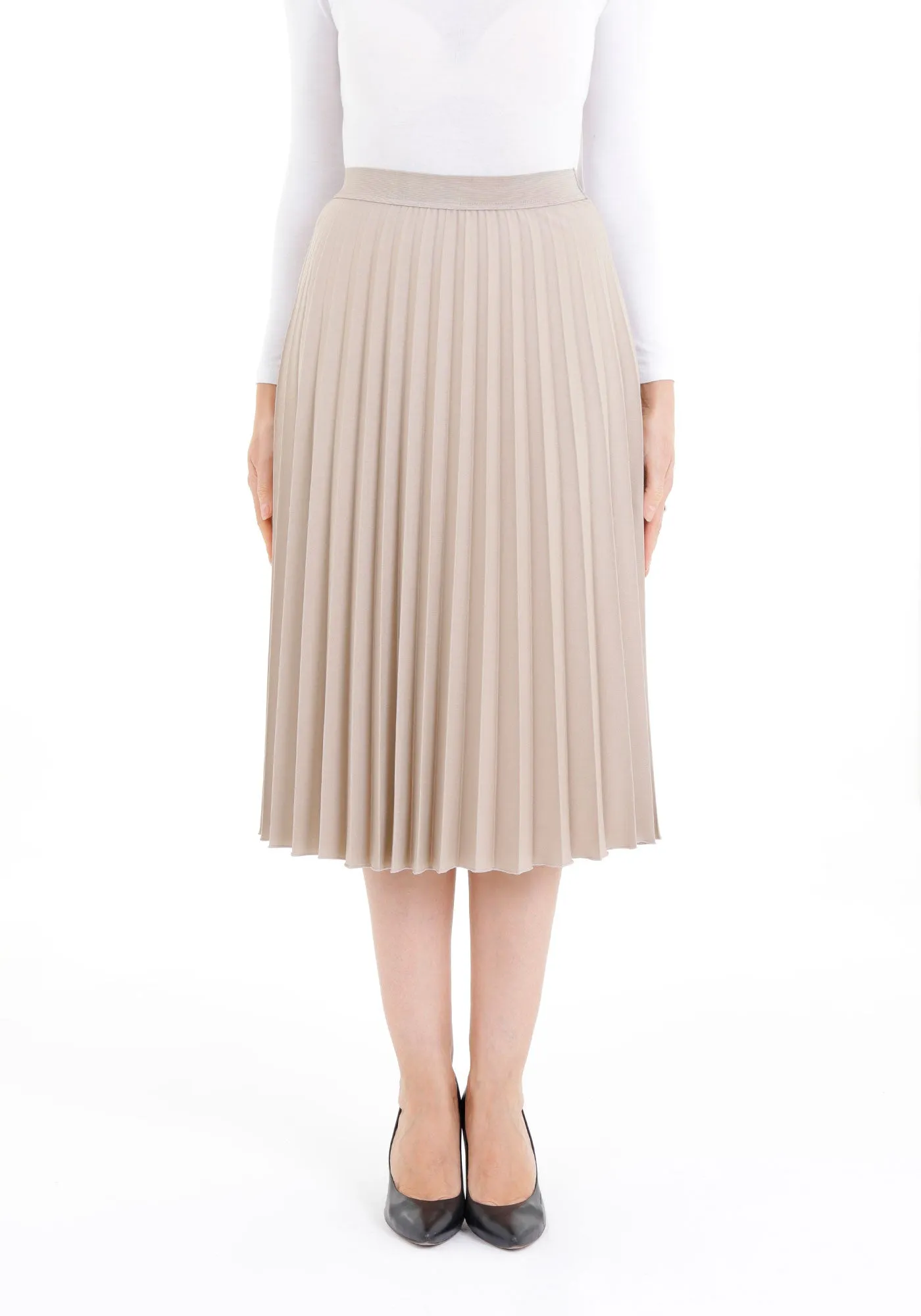 Midi Thin Pleated Below The Knee Skirt