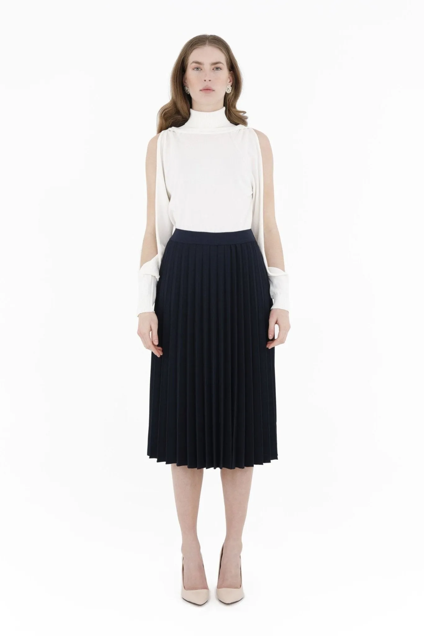 Midi Thin Pleated Below The Knee Skirt