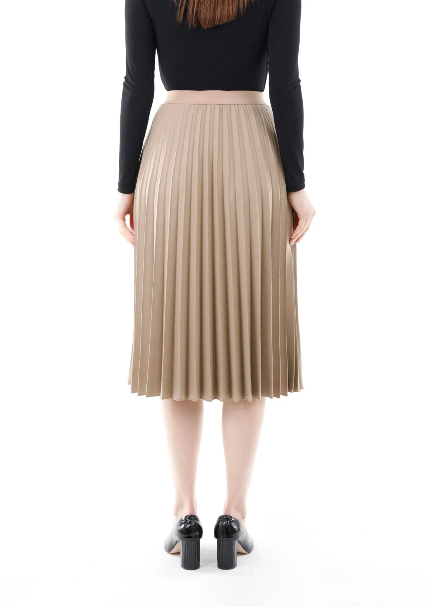 Midi Thin Pleated Below The Knee Skirt