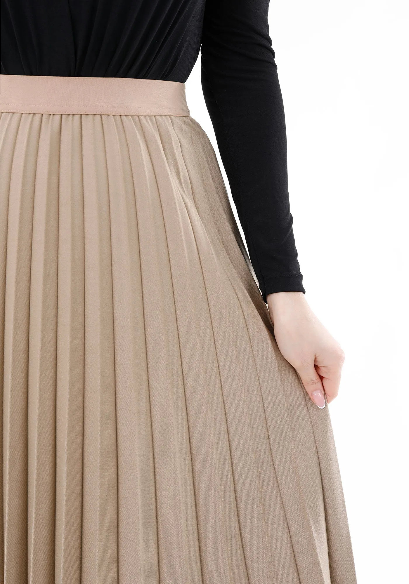 Midi Thin Pleated Below The Knee Skirt