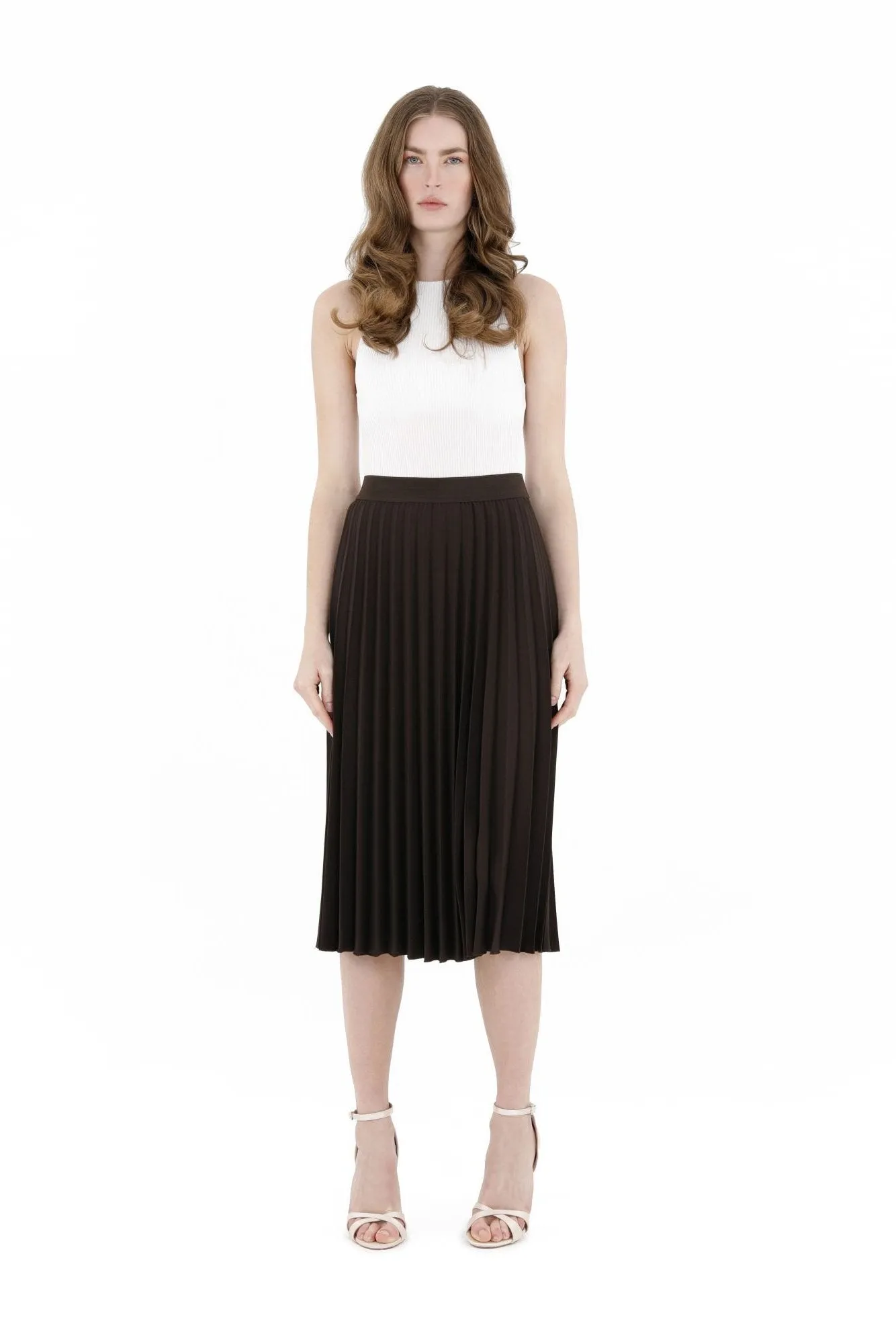Midi Thin Pleated Below The Knee Skirt