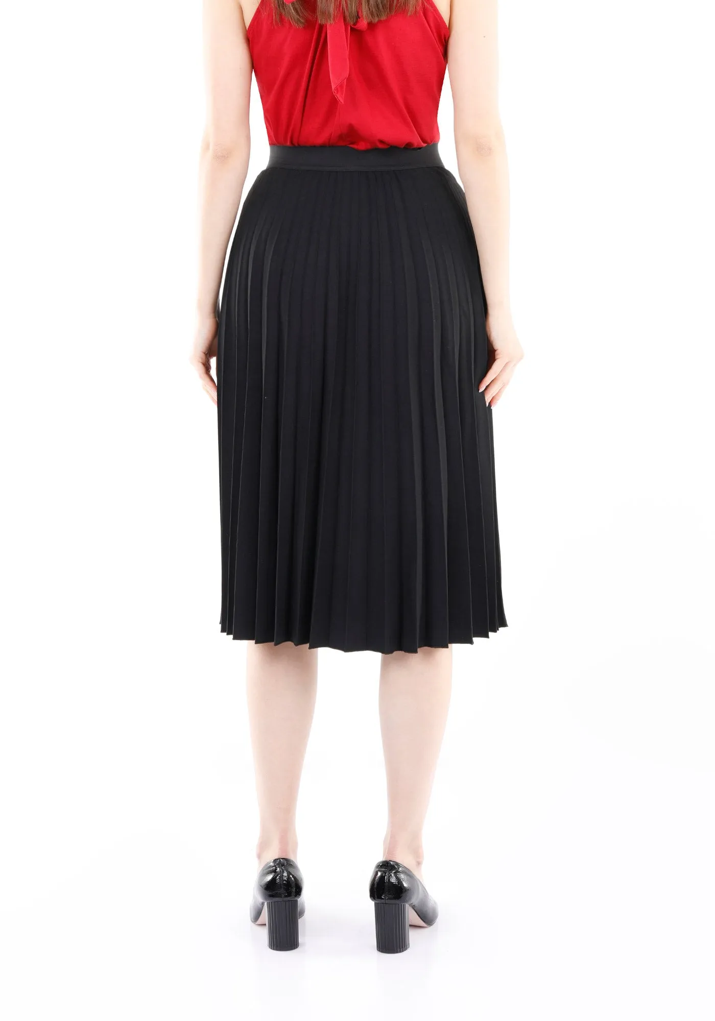 Midi Thin Pleated Below The Knee Skirt