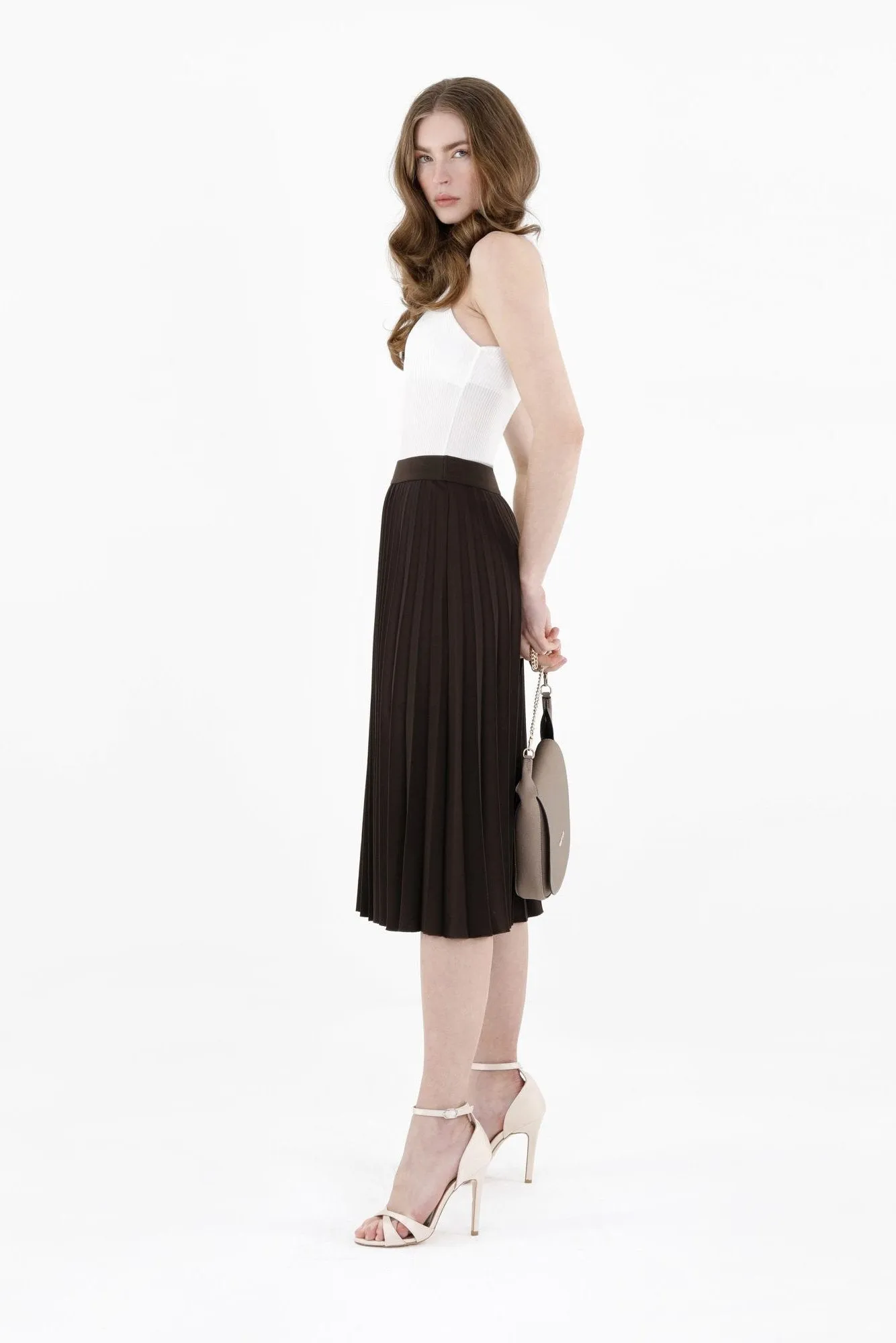 Midi Thin Pleated Below The Knee Skirt