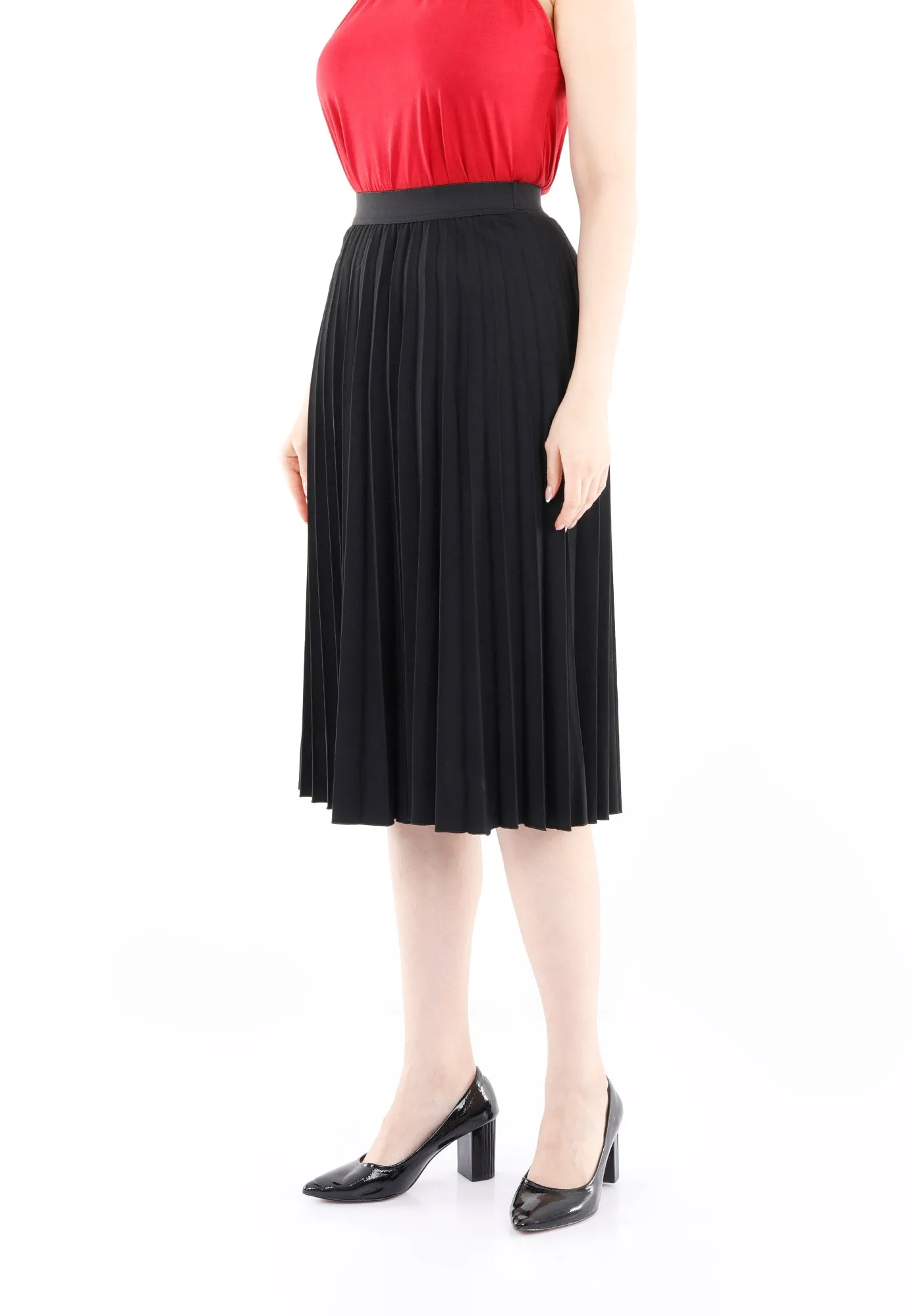 Midi Thin Pleated Below The Knee Skirt