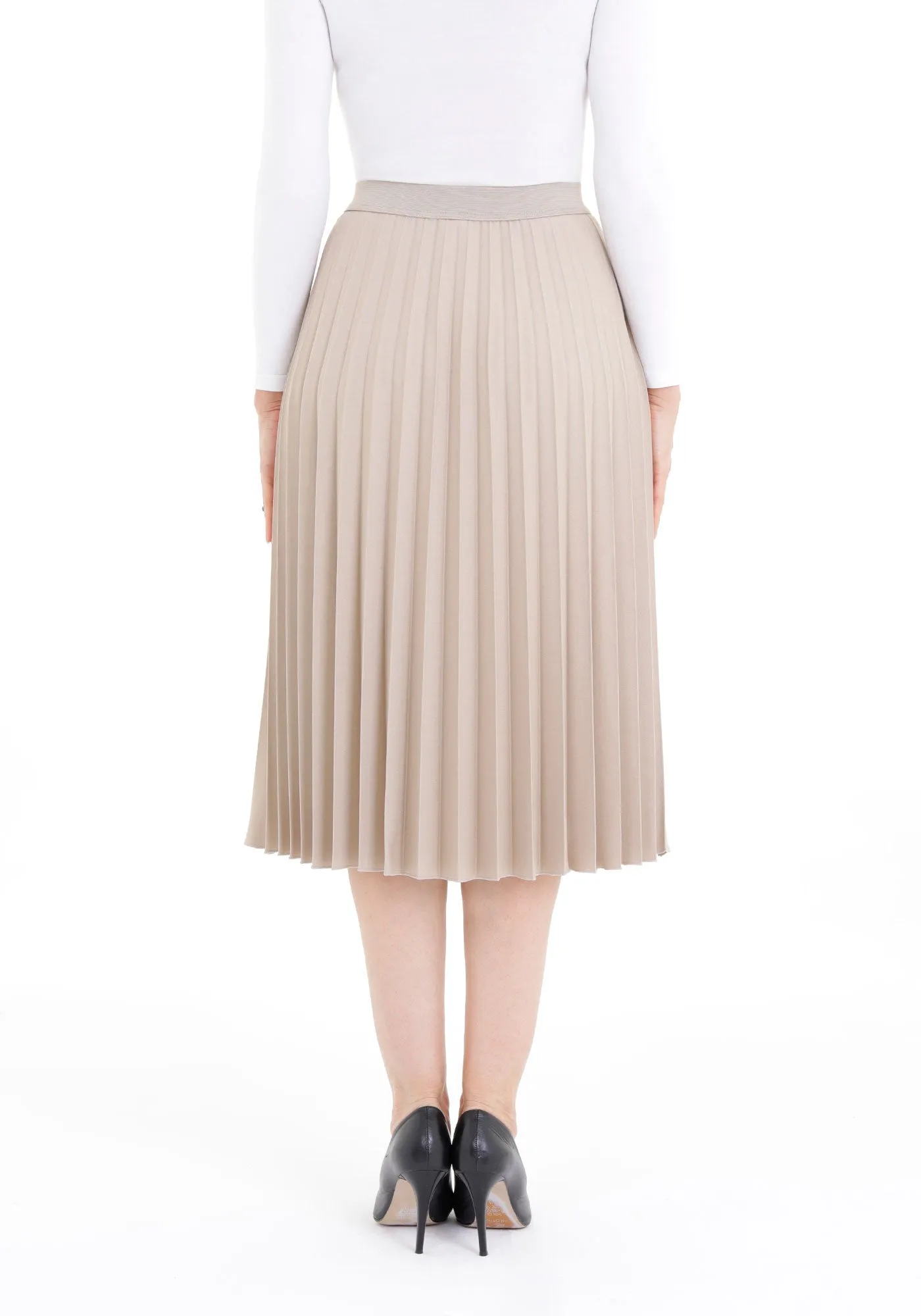 Midi Thin Pleated Below The Knee Skirt