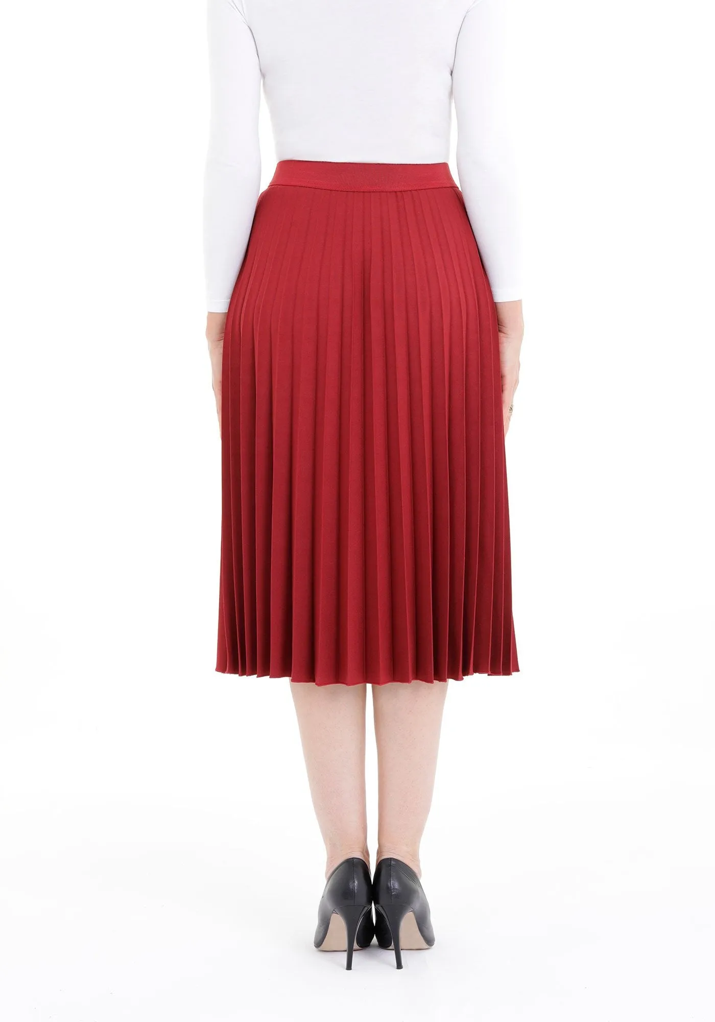 Midi Thin Pleated Below The Knee Skirt
