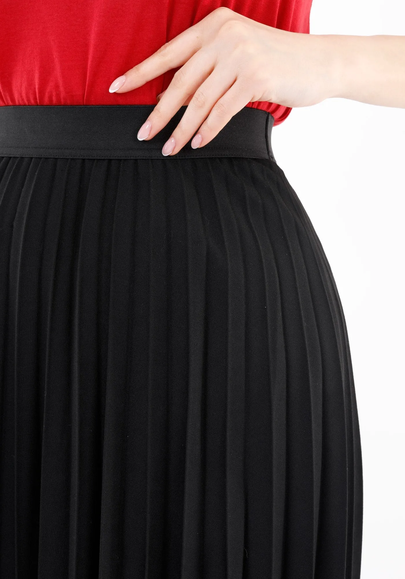 Midi Thin Pleated Below The Knee Skirt