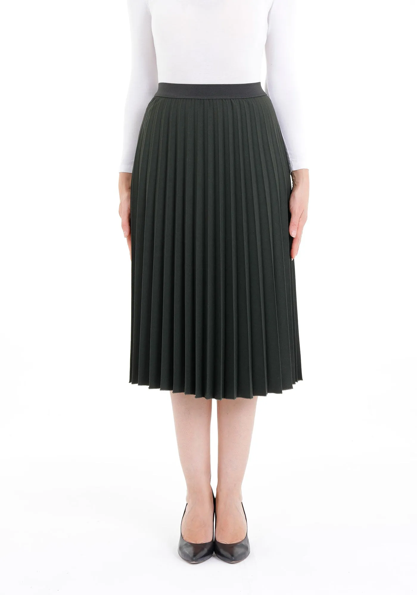 Midi Thin Pleated Below The Knee Skirt