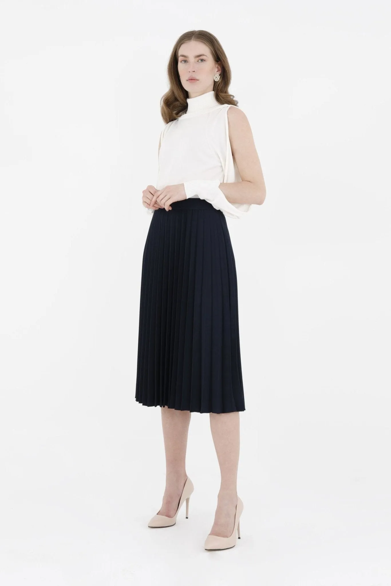 Midi Thin Pleated Below The Knee Skirt