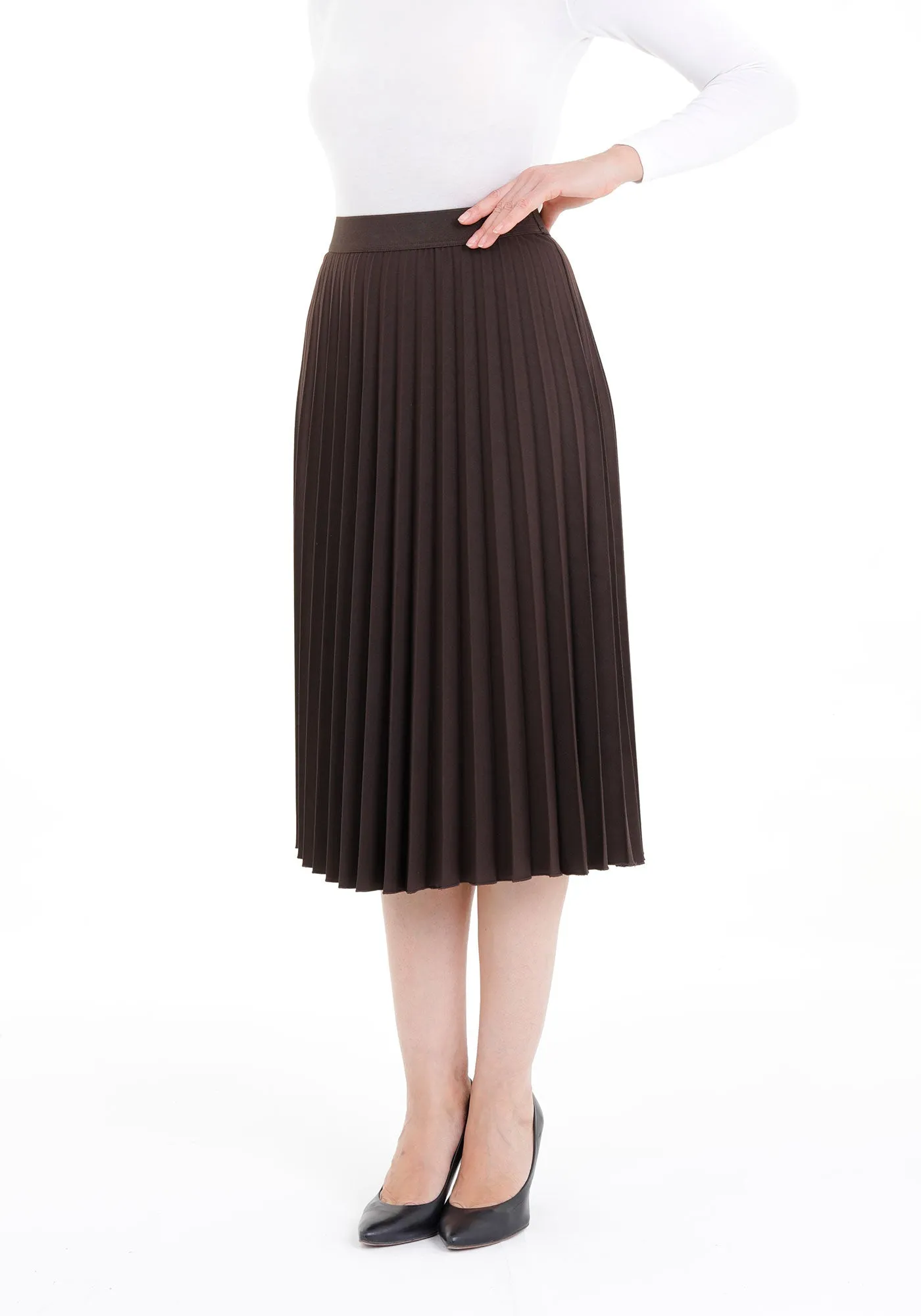 Midi Thin Pleated Below The Knee Skirt