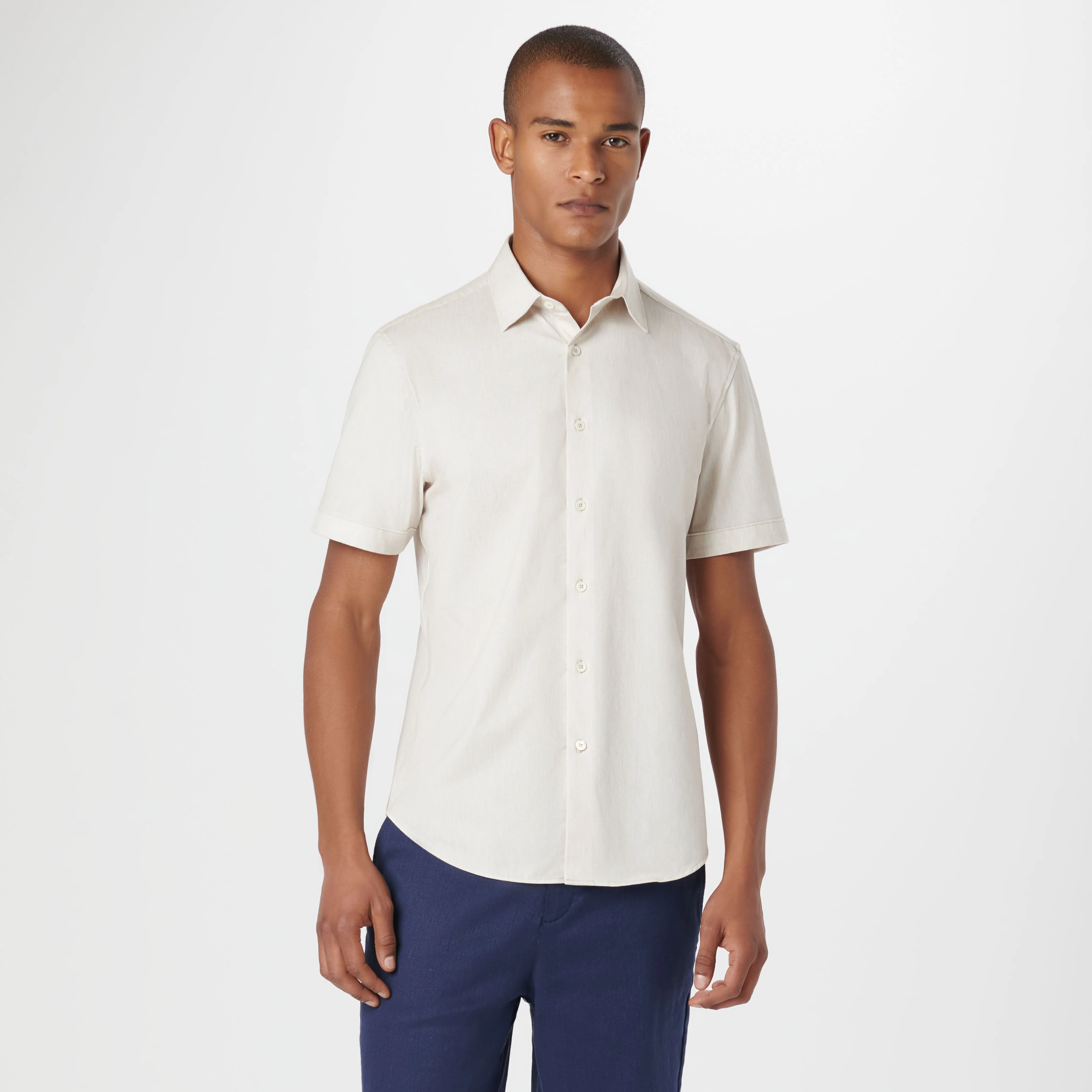 Miles Chambray Print OoohCotton Short Sleeve Shirt