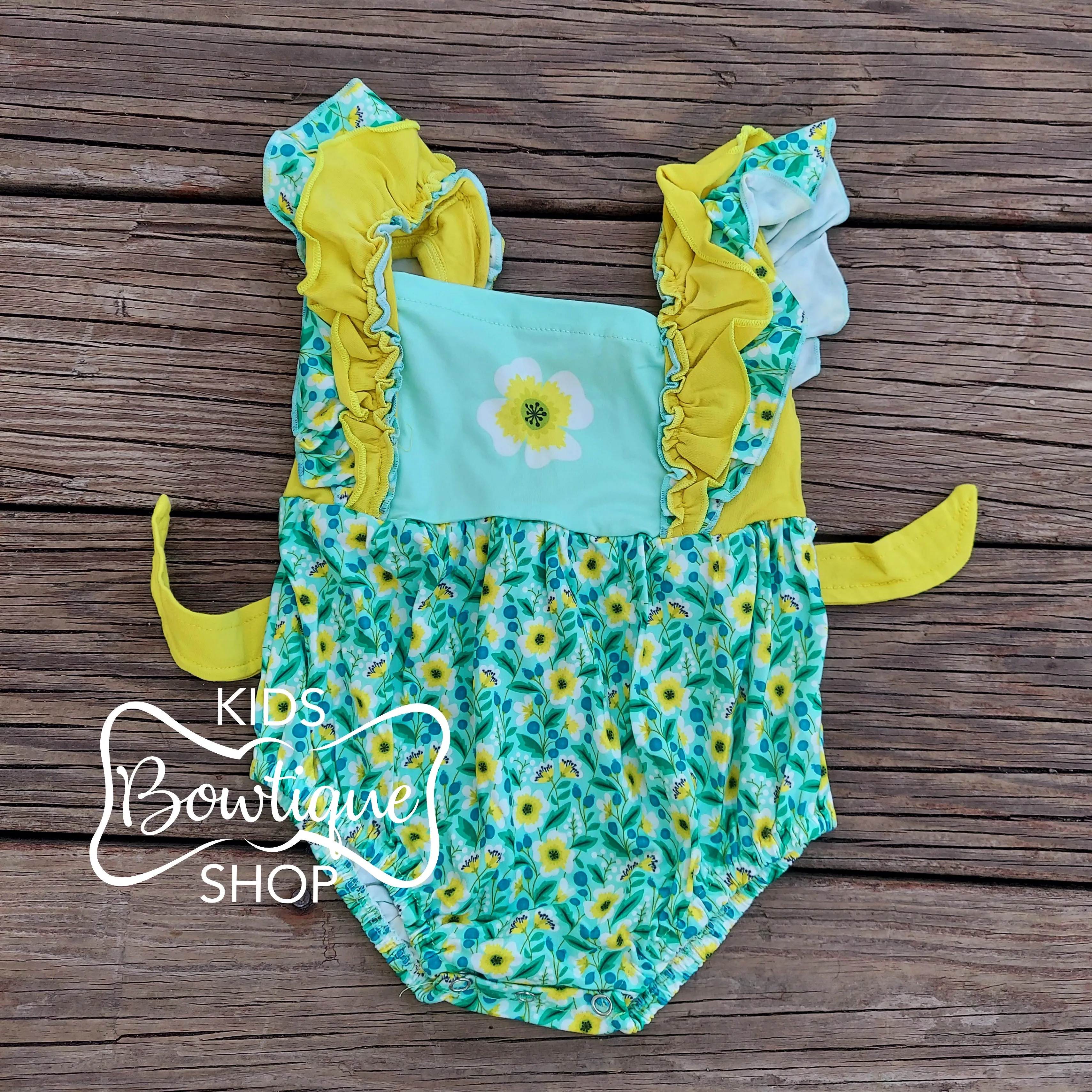 Mint Sunflower Short Set & Romper
