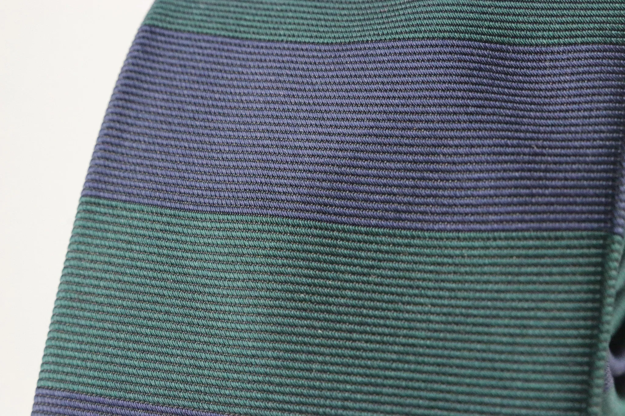 Navy Blue & Green Silk Striped Tie
