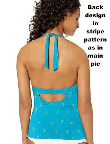 New Amazon Essentials Women's Tankini Swimsuit Top - X-Small / Navy Stripe!