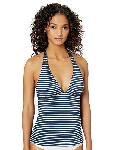 New Amazon Essentials Women's Tankini Swimsuit Top - X-Small / Navy Stripe!