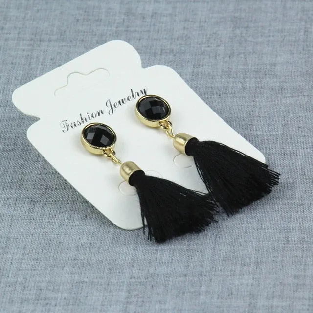 New Women Long Silk Fabric Dangling Earrings