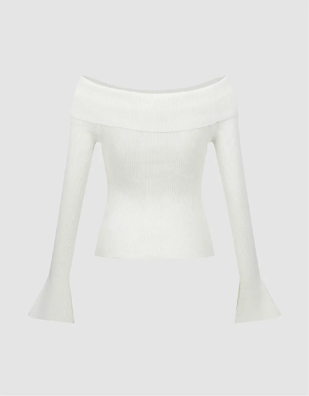Off-Shoulder Skinny Knitted T-Shirt