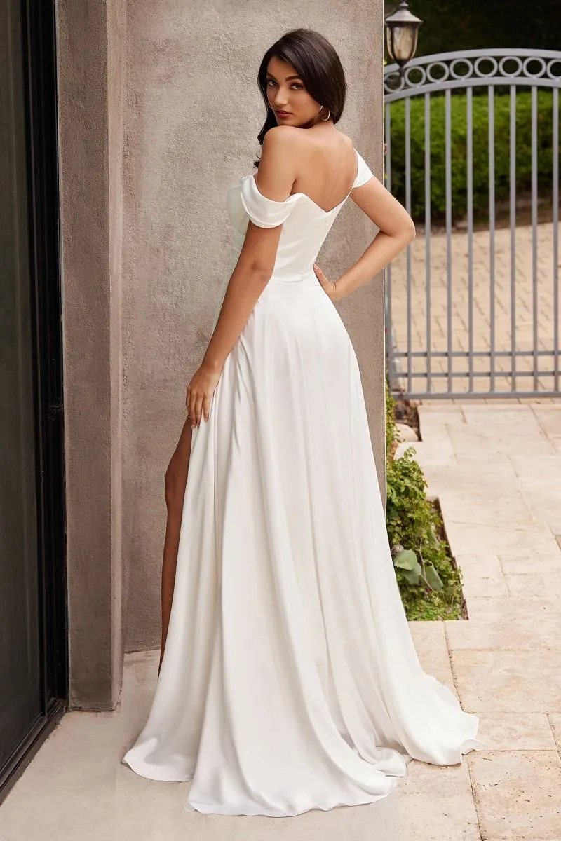 Off The Shoulder Bridal A-Line Satin Dress