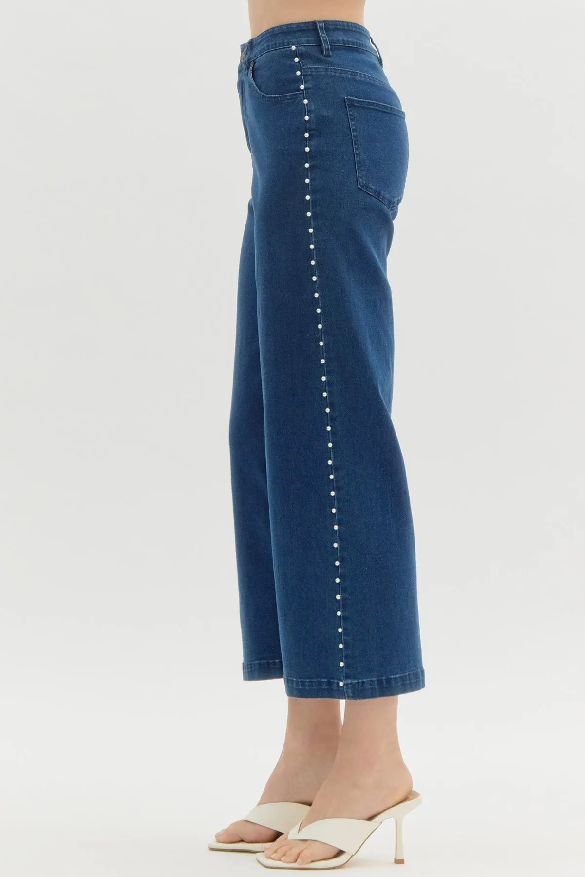 Pearl Embellished Jeans {Dark Wash}