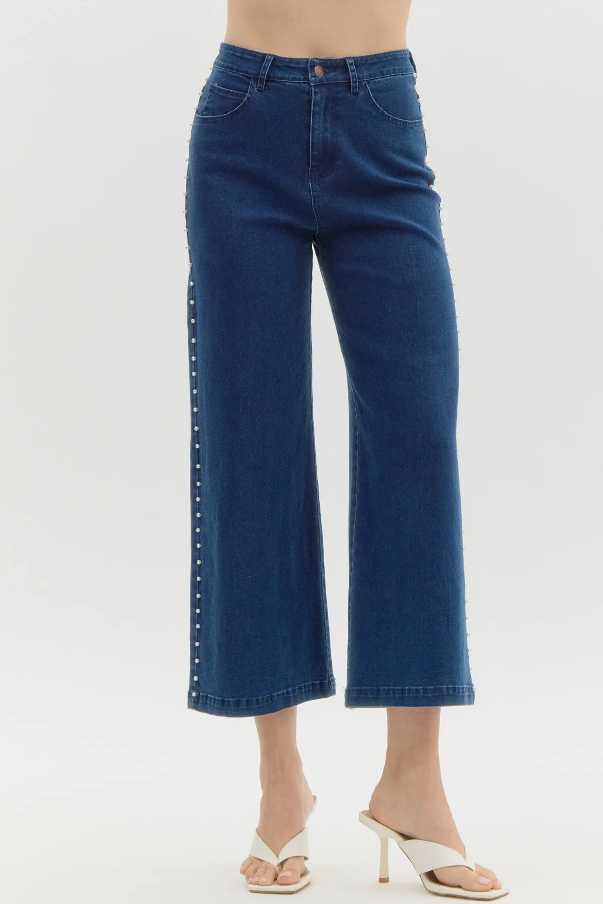 Pearl Embellished Jeans {Dark Wash}