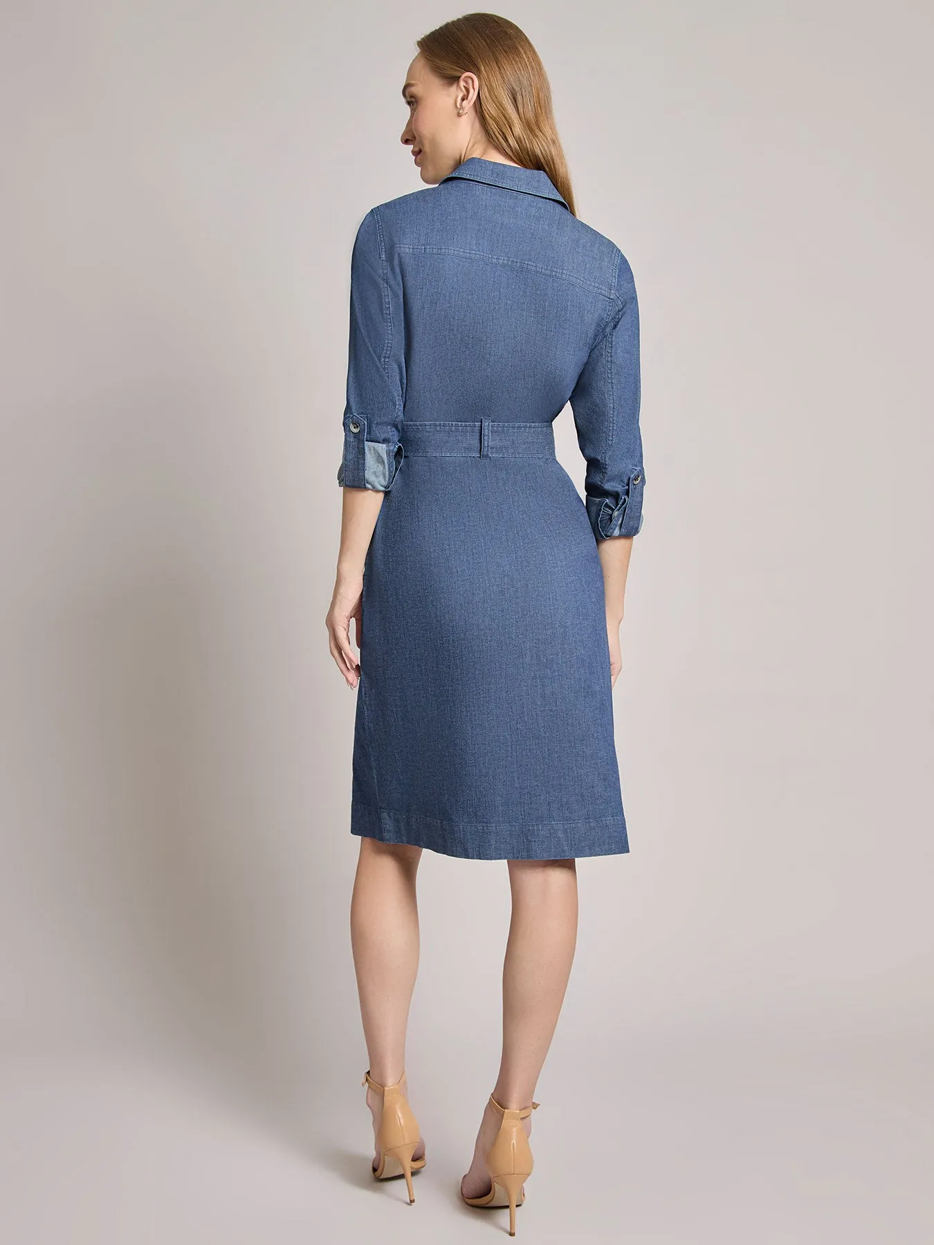 Petite Pocket Tie Dress, Denim