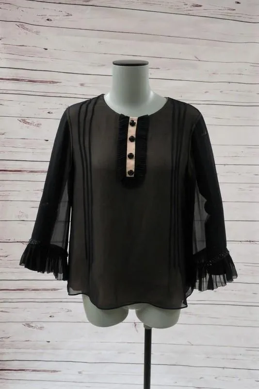 Philip lim 3.1 Women's Top: Black 100% Silk Size 4, Pre-owned