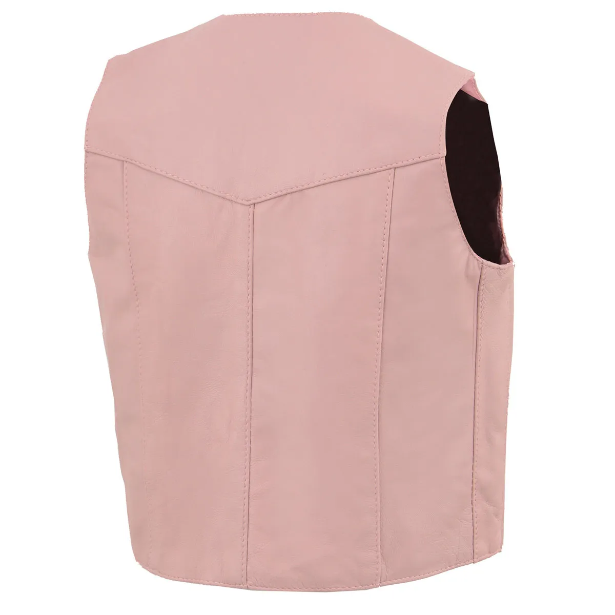 PLAIN PINK SH2011PINK Girls Pink Three Snap Leather Vest